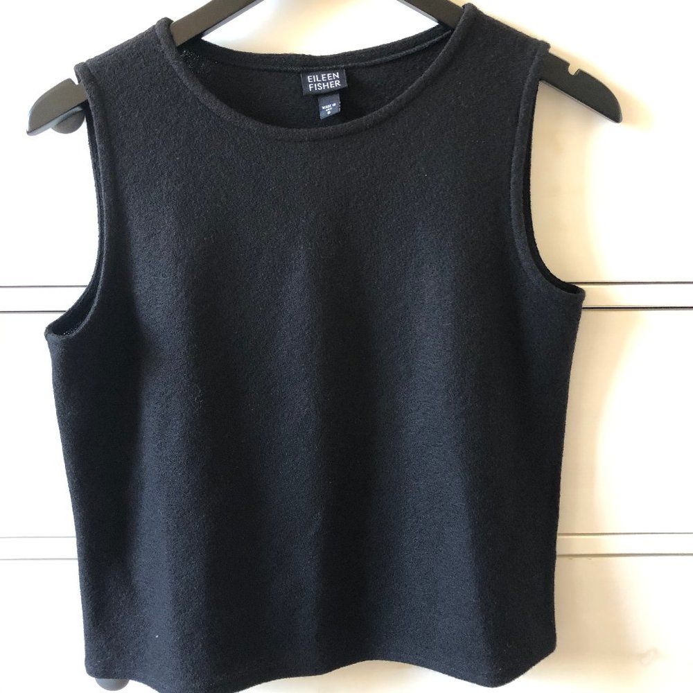 Eileen Fisher Wool Black Shell Sleeveless Sweater